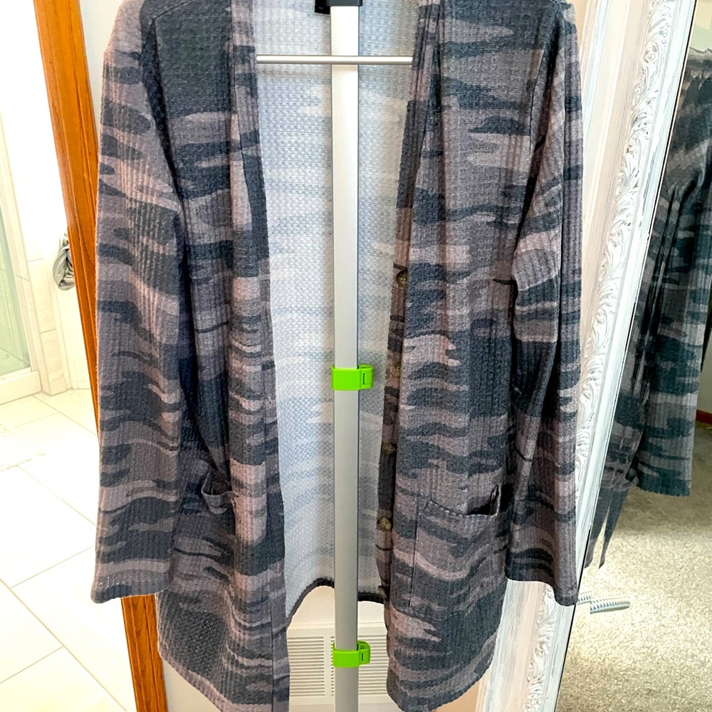 Camo Waffle Cardigan